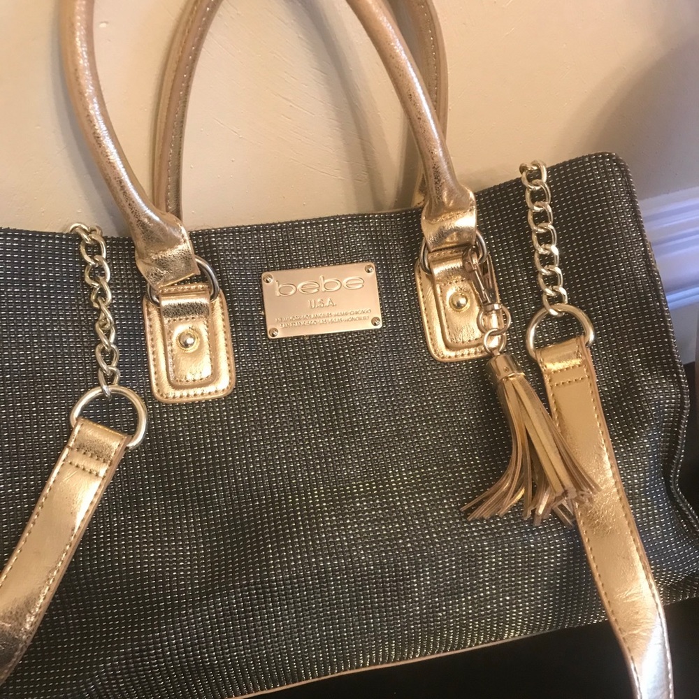 Black and gold Bebe Shoulder Bag